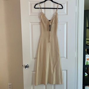 Sweetheart Beige Ribbed Bodycon Midi Dress